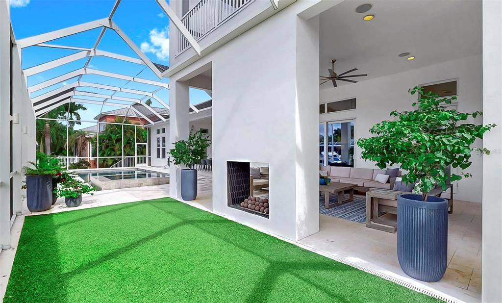Fireplace, Glass Ceilings, Interior, Sun Room