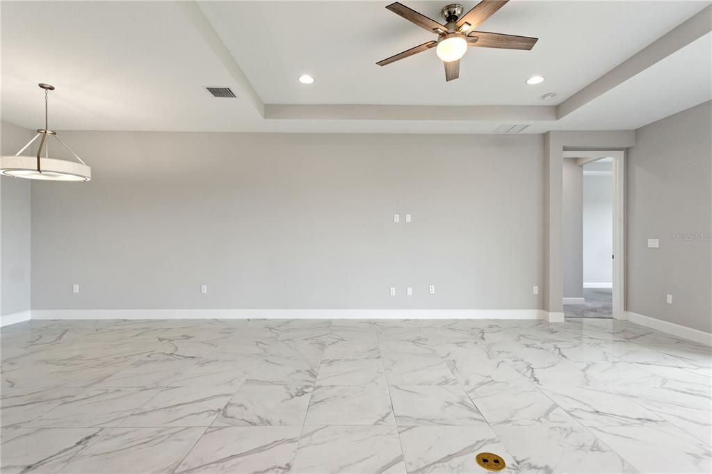Empty room, Interior, Marble, Pendant Lights, Recessed Lighting