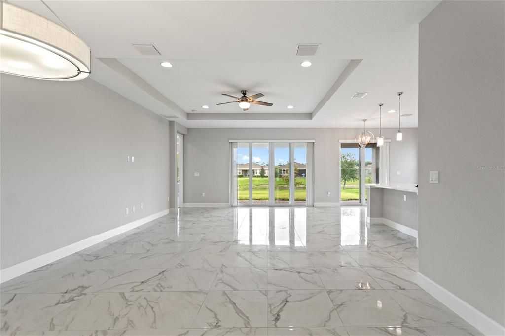 Empty room, Interior, Marble, Pendant Lights, Recessed Lighting