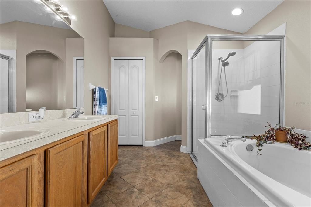 Bathroom, Dual Sink Vanities, Glass Shower, Interior, Recessed Lighting