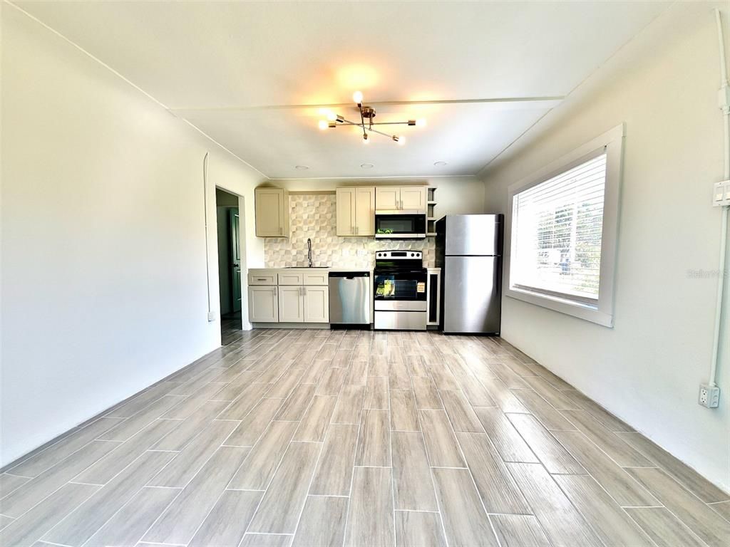 Interior, Kitchen, Stainless Steel Appliances, Wood Texture Flooring