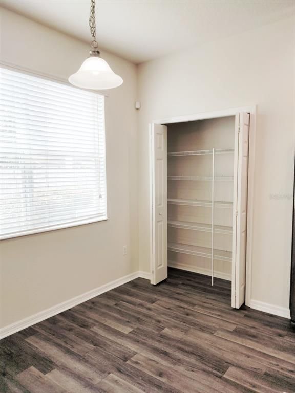Empty room, Interior, Pendant Lights, Wood Texture Flooring