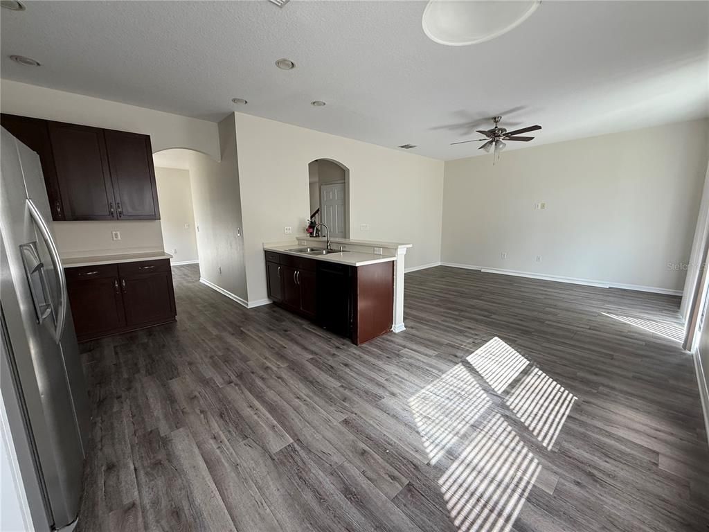 Interior, Kitchen, Recessed Lighting, Wood Texture Flooring