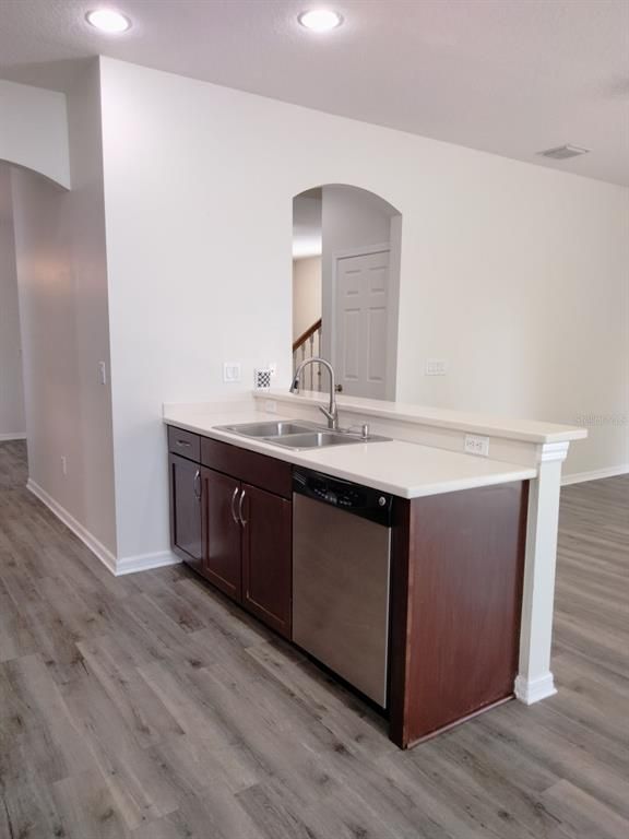 Interior, Kitchen, Recessed Lighting, Wood Texture Flooring