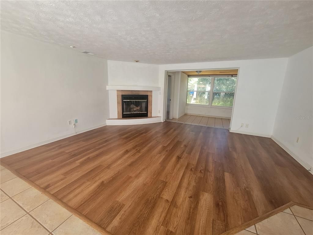 Empty room, Fireplace, Interior, Wood Texture Flooring