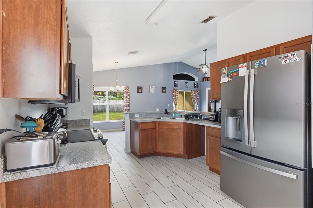 Interior, Kitchen, Pendant Lights, Wood Texture Flooring