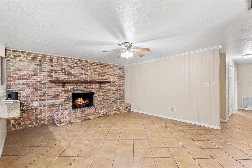 Empty room, Fireplace, Interior, Stone Walls