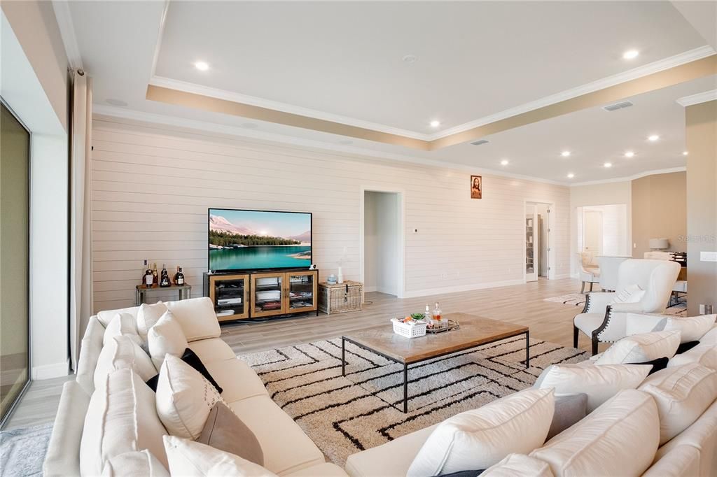 Interior, Living room, Recessed Lighting, Wood Texture Flooring