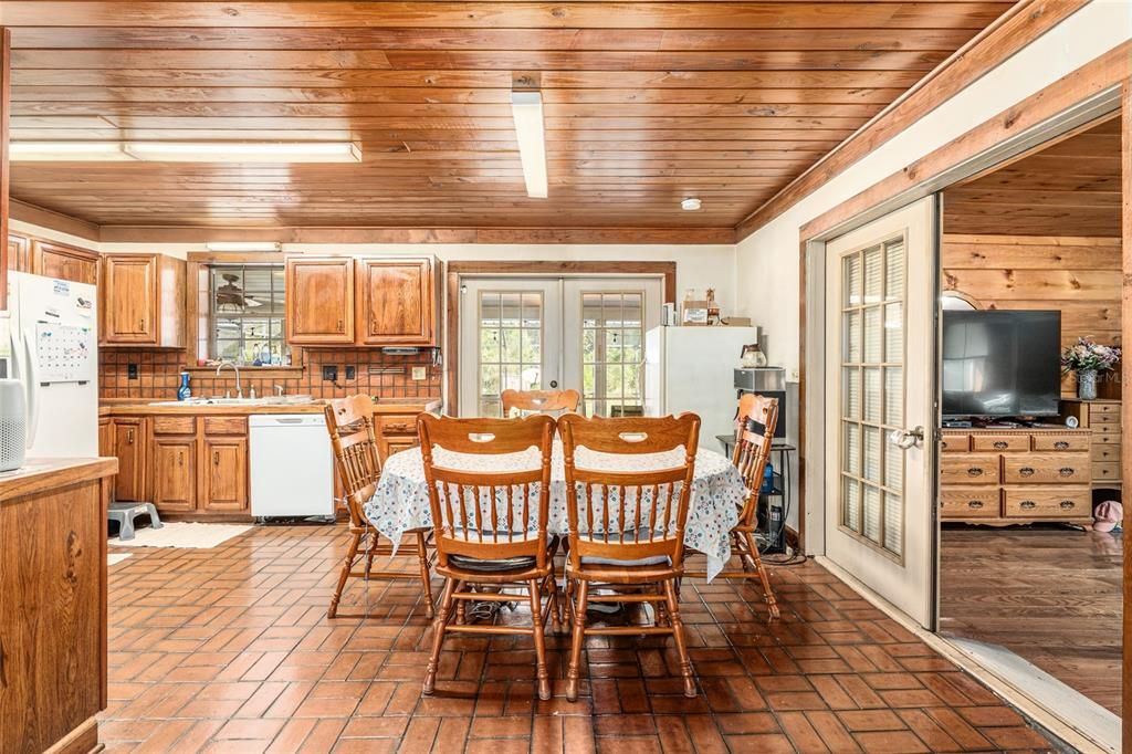 Dining room, Interior, Kitchen, Recessed Lighting, Wooden Ceilings