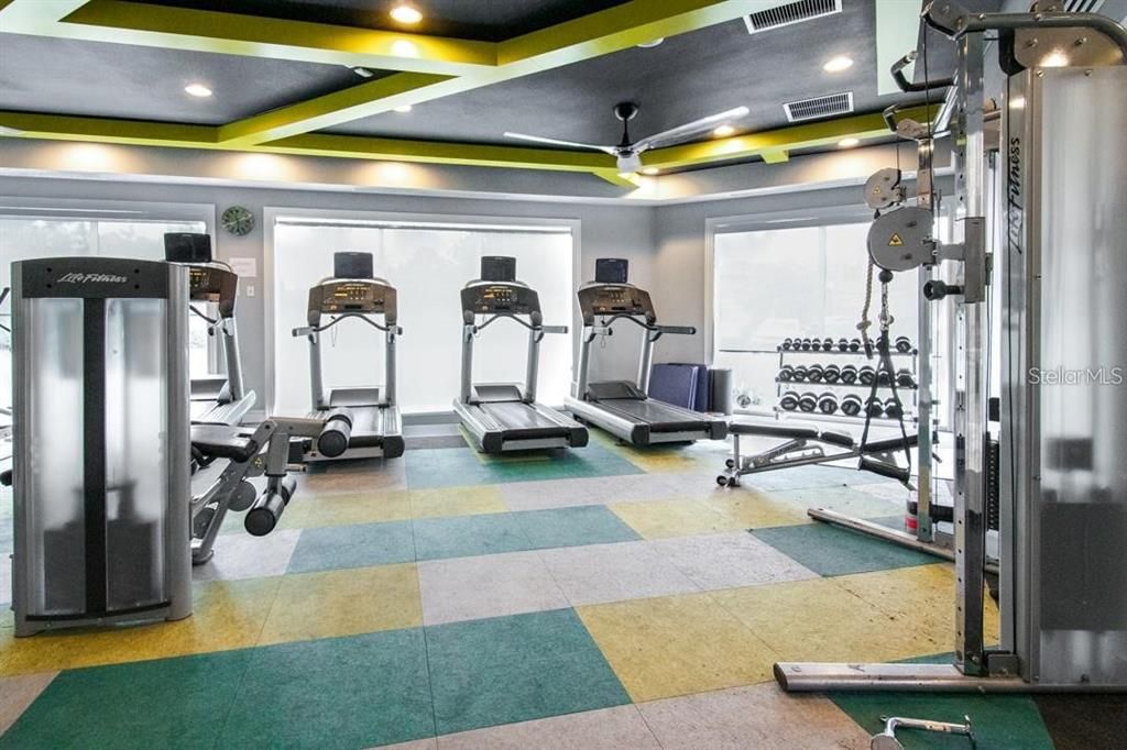 Fitness Equipment, Gym, Interior, Recessed Lighting