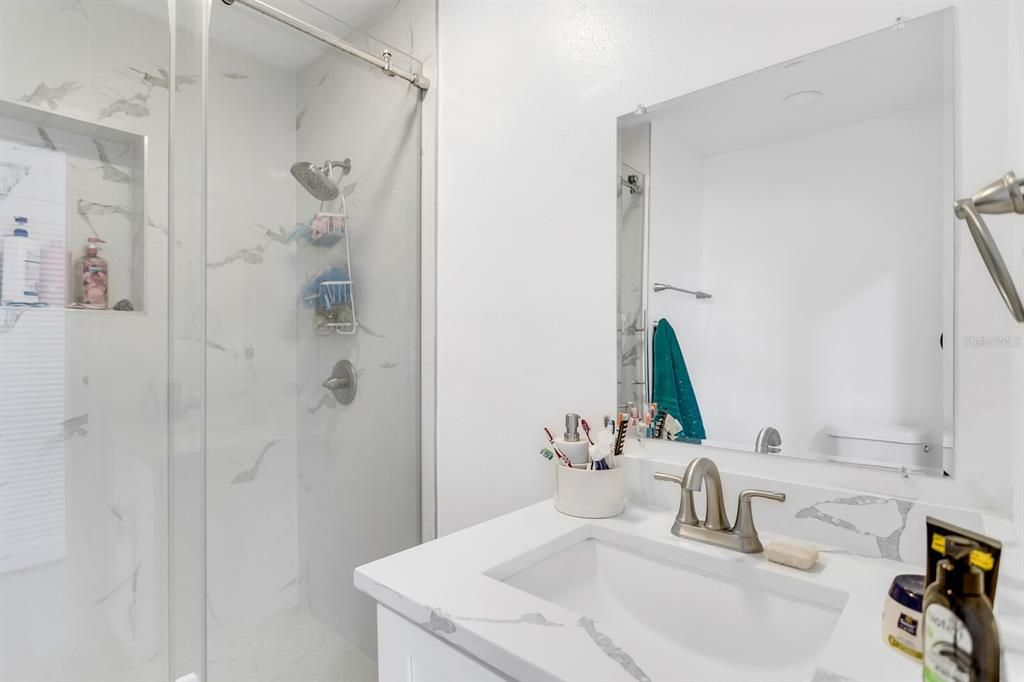 Bathroom, Glass Shower, Interior, Marble Walls