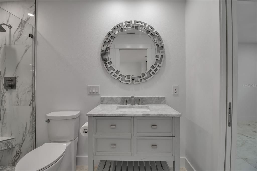 Bathroom, Glass Shower, Interior, Marble, Marble Walls