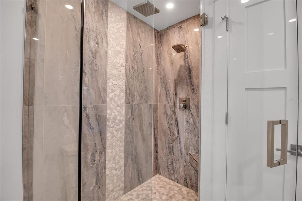 Bathroom, Glass Shower, Interior, Recessed Lighting