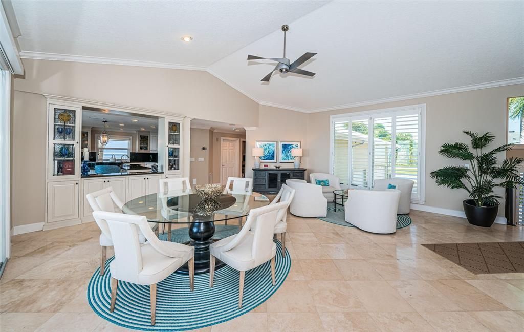 Dining room, Fireplace, Interior, Kitchen, Living room, Recessed Lighting