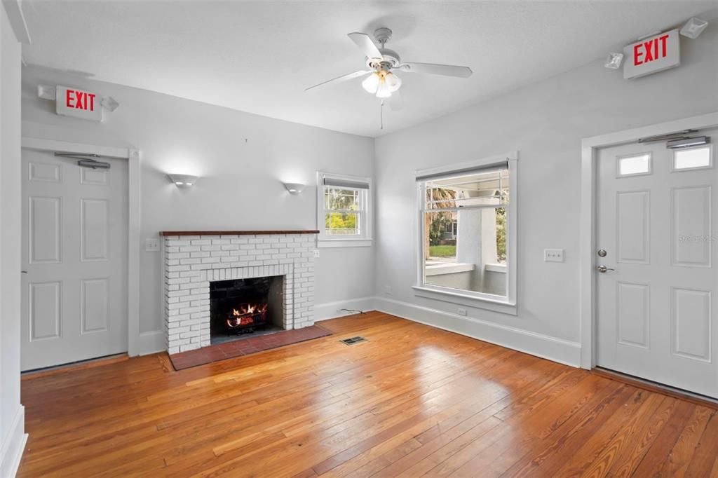 Empty room, Fireplace, Interior, Wood Texture Flooring
