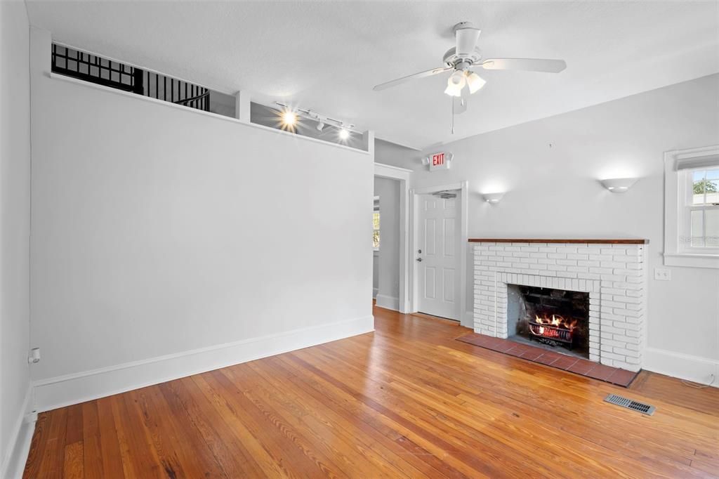 Empty room, Fireplace, Interior, Wood Texture Flooring