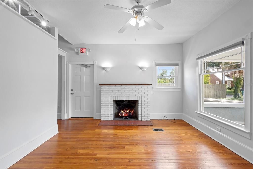Empty room, Fireplace, Interior, Wood Texture Flooring