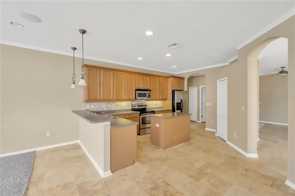 Interior, Kitchen, Pendant Lights, Recessed Lighting, Stainless Steel Appliances