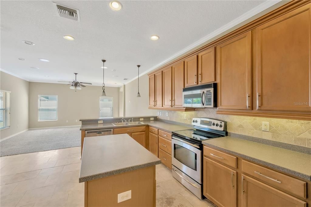 Interior, Kitchen, Pendant Lights, Recessed Lighting, Stainless Steel Appliances