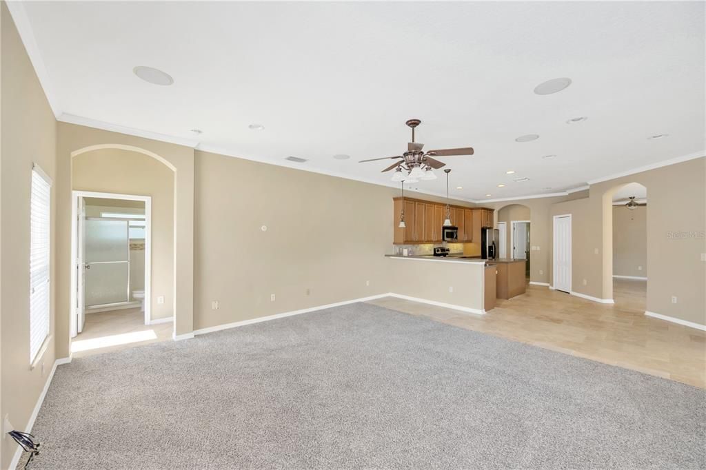 Empty room, Interior, Kitchen, Recessed Lighting