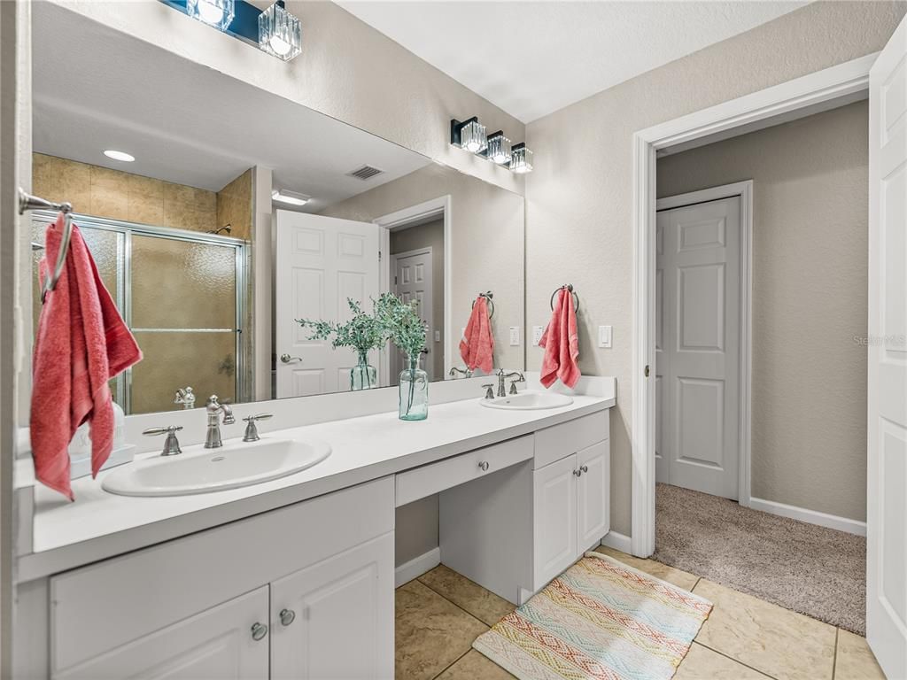 Bathroom, Dual Sink Vanities, Glass Shower, Interior, Recessed Lighting