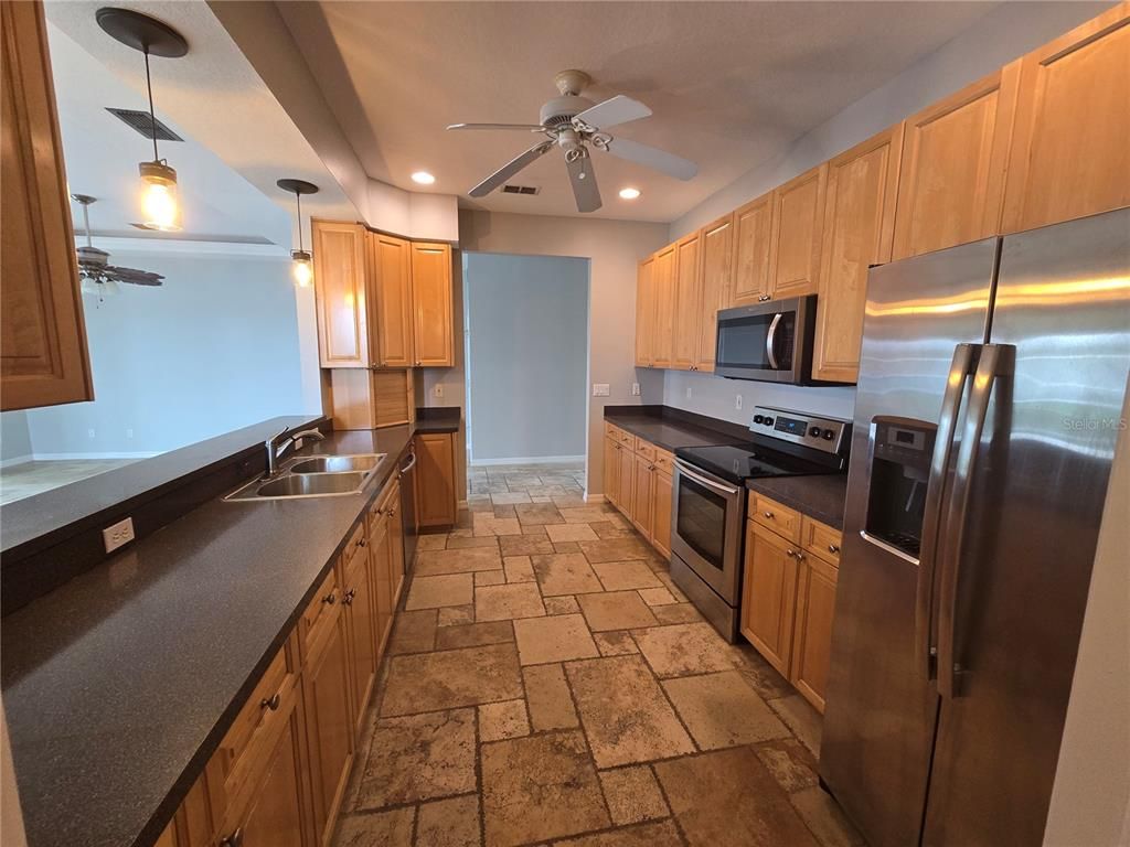 Interior, Kitchen, Pendant Lights, Recessed Lighting, Stainless Steel Appliances