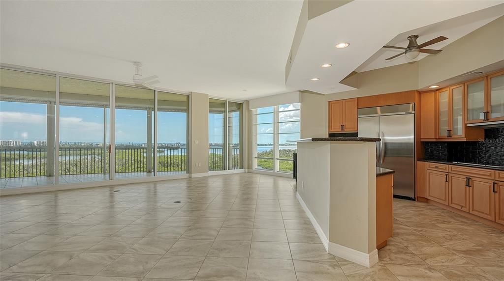 Interior, Kitchen, Recessed Lighting, Stainless Steel Appliances, Water