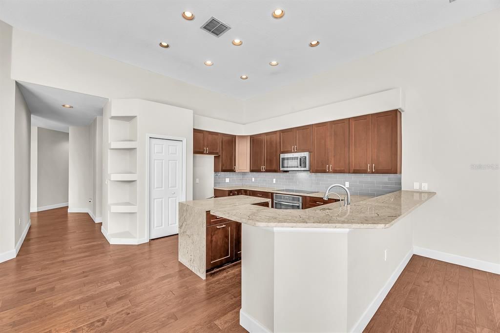 Interior, Kitchen, Recessed Lighting, Wood Texture Flooring
