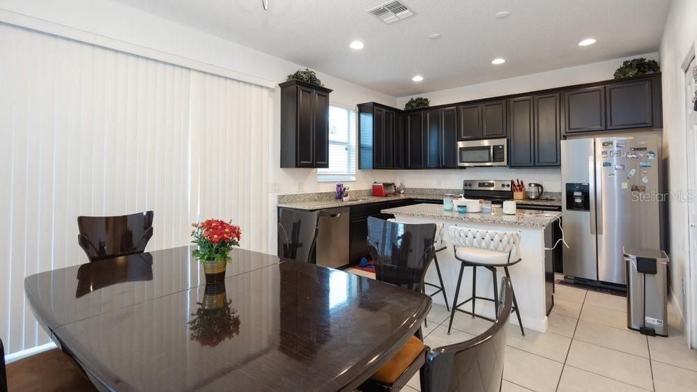 Dining room, Interior, Kitchen, Recessed Lighting, Stainless Steel Appliances
