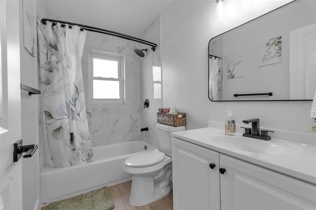 Bathroom, Interior, Marble Walls, Wood Texture Flooring