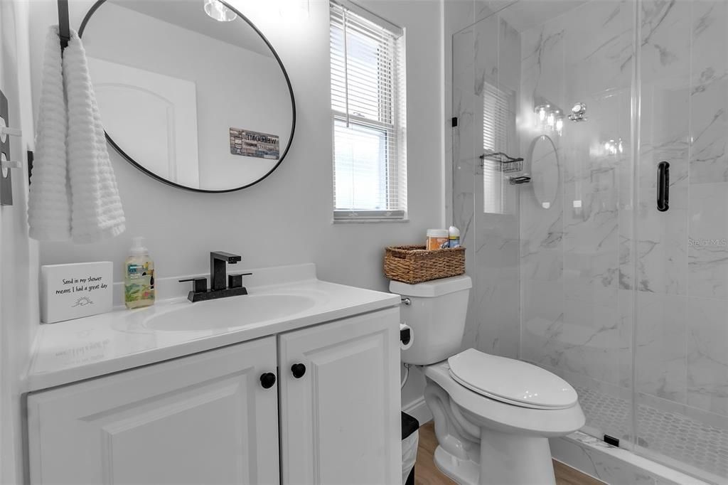 Bathroom, Glass Shower, Interior, Marble Walls
