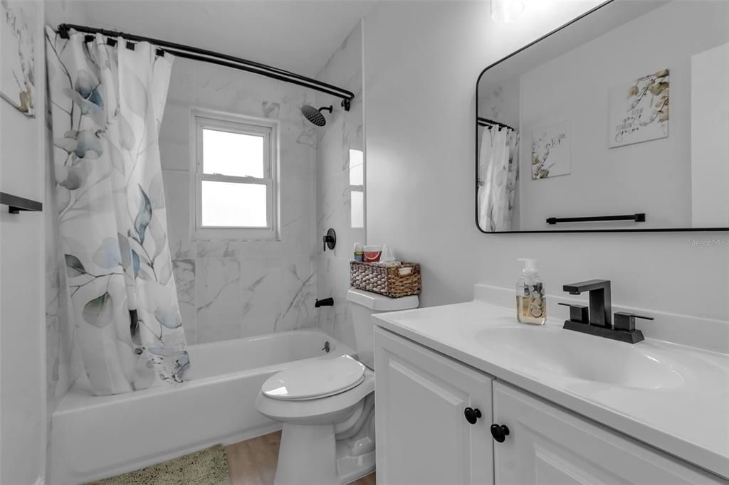 Bathroom, Interior, Marble Walls, Wood Texture Flooring