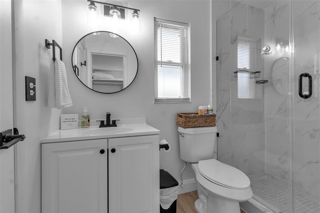 Bathroom, Glass Shower, Interior, Marble Walls