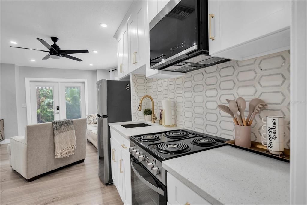 Interior, Kitchen, Recessed Lighting, Wood Texture Flooring