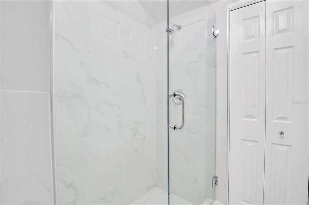 Bathroom, Glass Shower, Interior, Marble Walls
