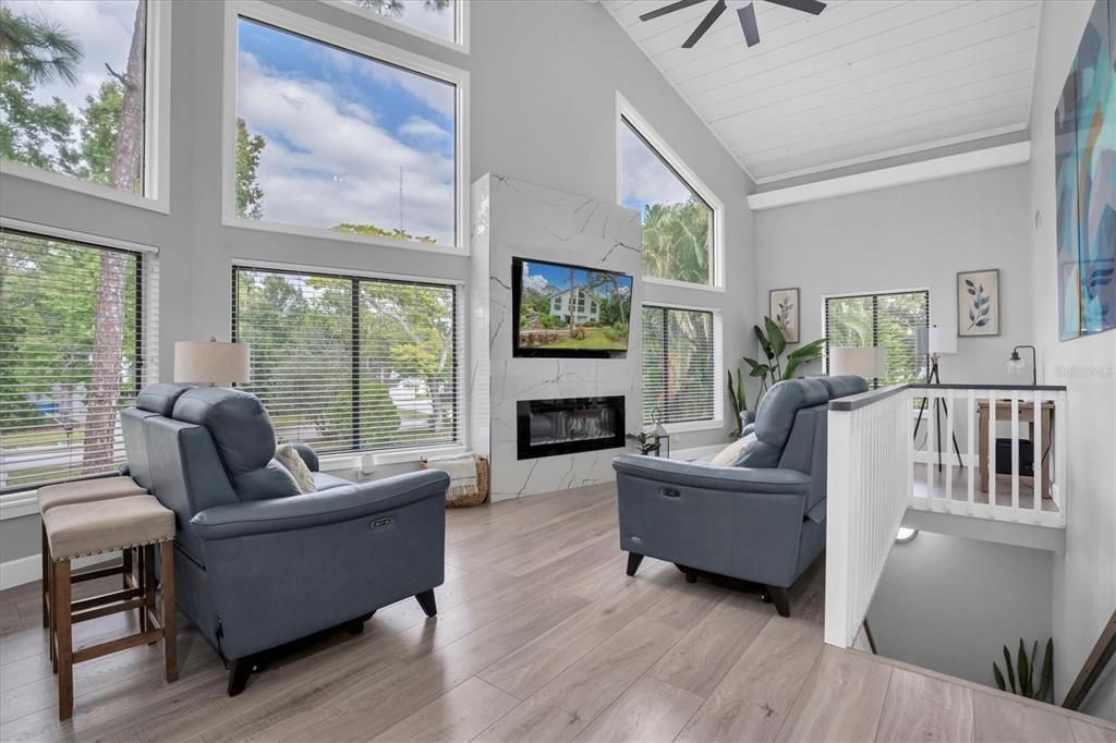 Fireplace, Interior, Living room, Wood Texture Flooring