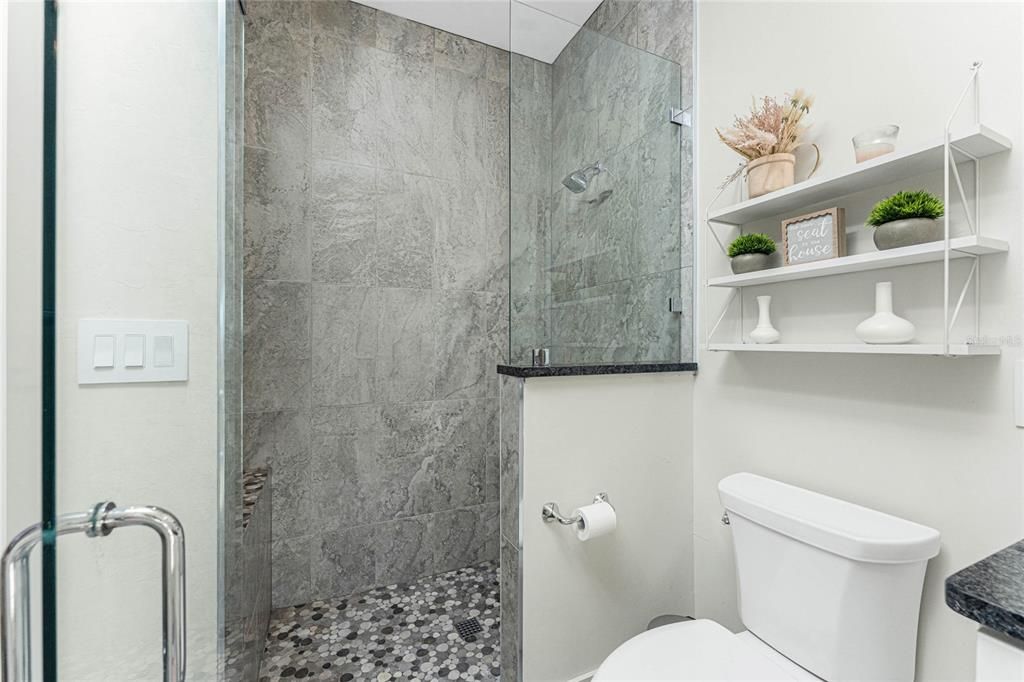 Bathroom, Glass Shower, Interior, Marble Walls