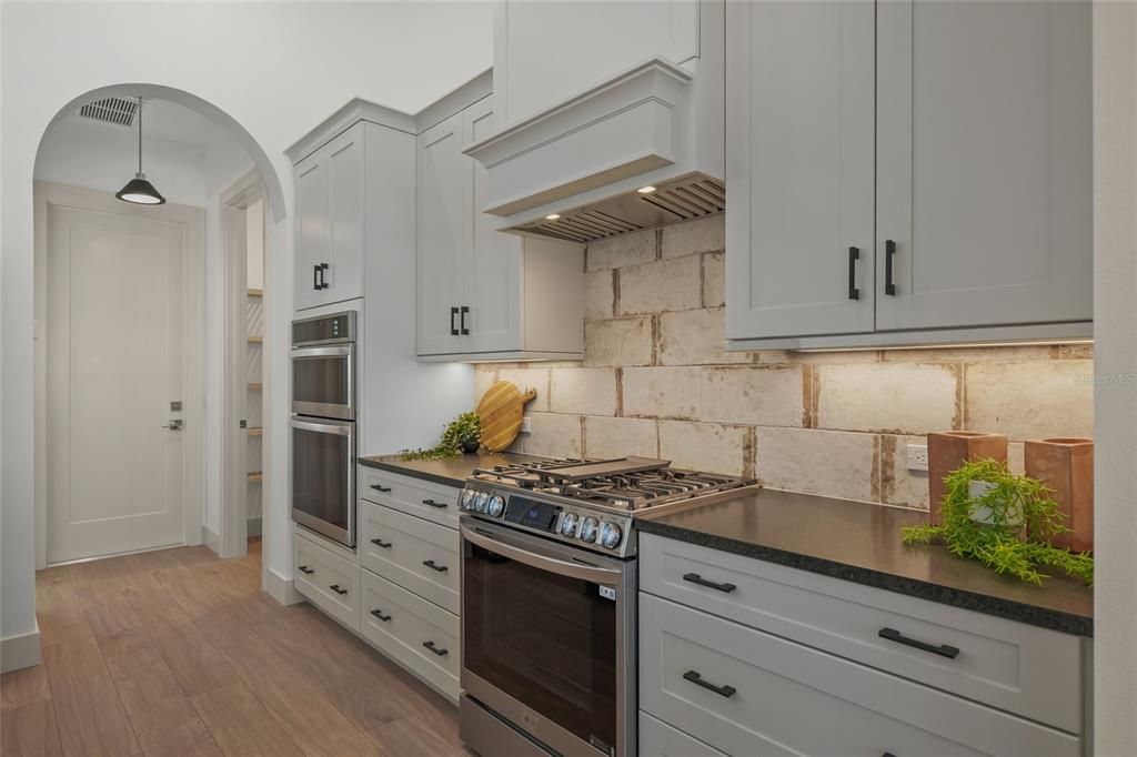 Interior, Kitchen, Pendant Lights, Stainless Steel Appliances, Wood Texture Flooring