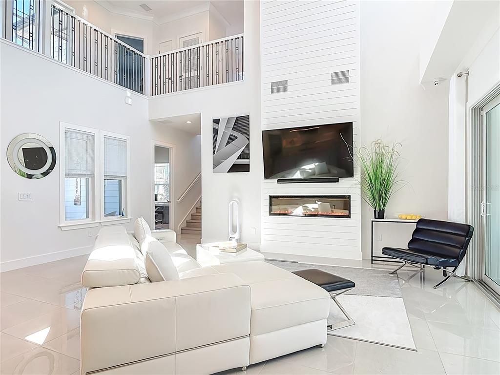 Fireplace, Interior, Living room, Recessed Lighting