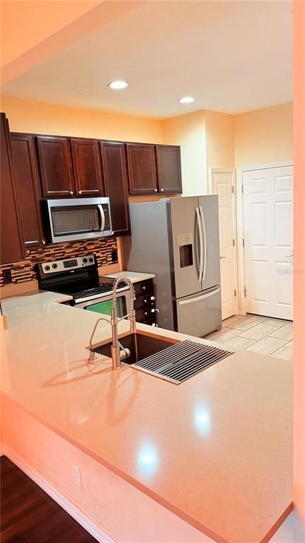 Interior, Kitchen, Recessed Lighting, Wood Texture Flooring