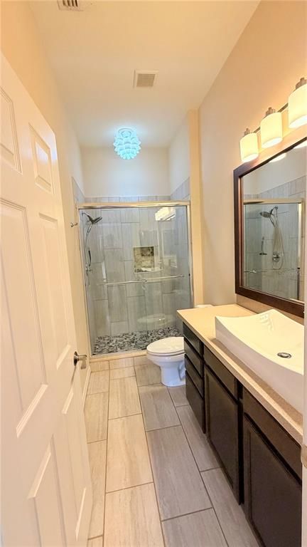 Bathroom, Glass Shower, Interior, Wood Texture Flooring