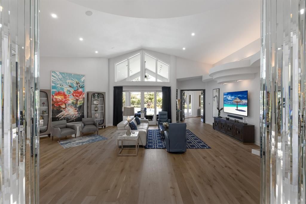 Interior, Living room, Recessed Lighting, Wood Texture Flooring