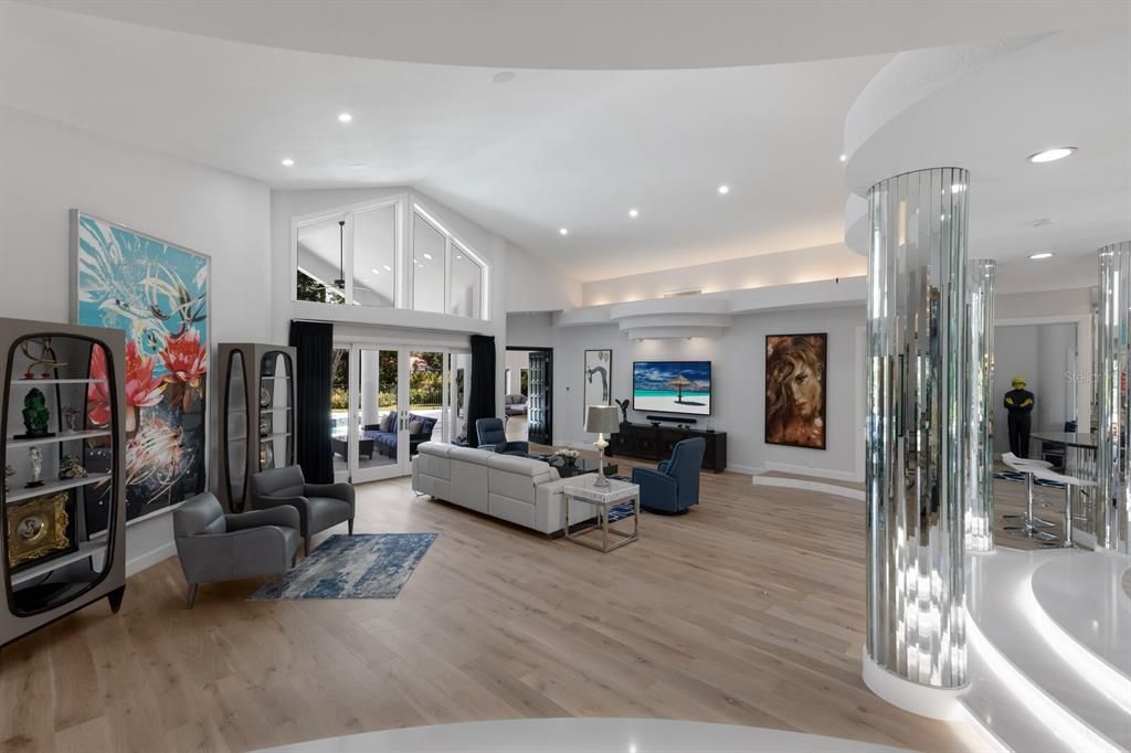 Interior, Living room, Recessed Lighting, Wood Texture Flooring