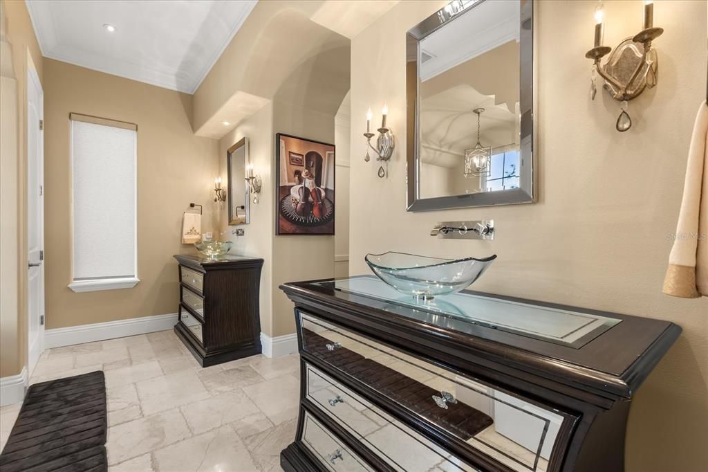 Bathroom, Interior, Marble, Recessed Lighting