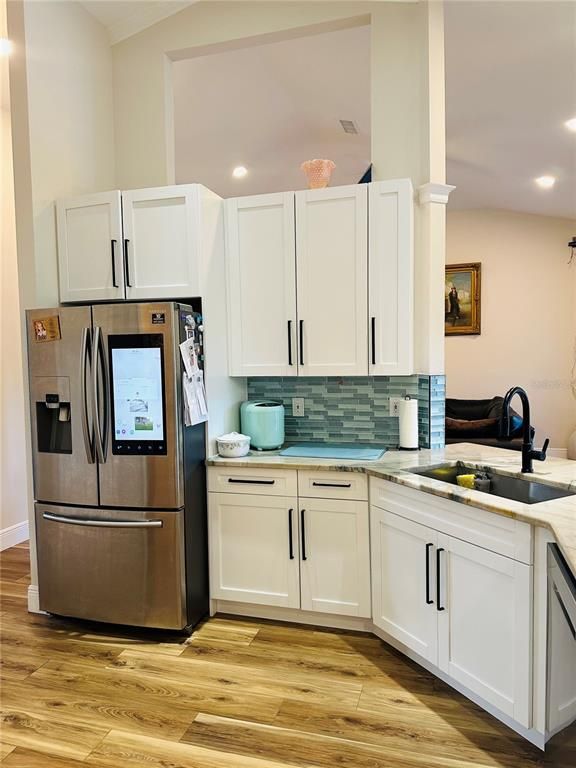 Interior, Kitchen, Recessed Lighting, Wood Texture Flooring