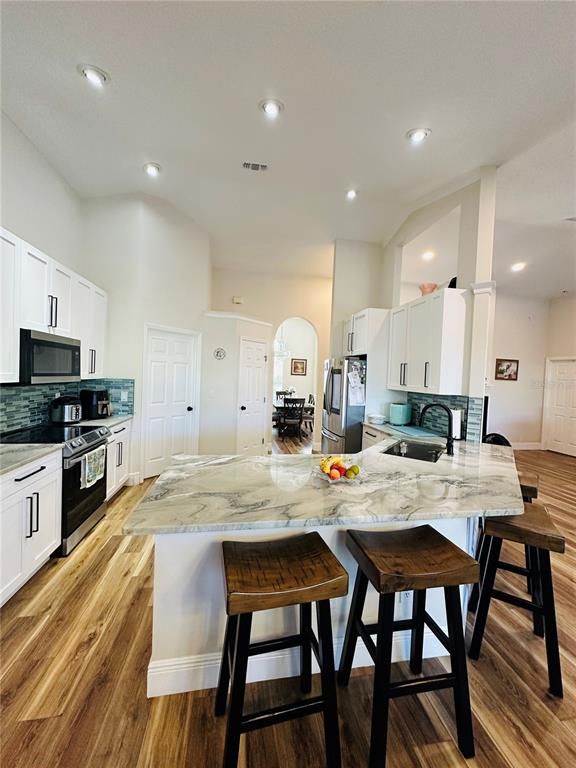 Interior, Kitchen, Recessed Lighting, Wood Texture Flooring