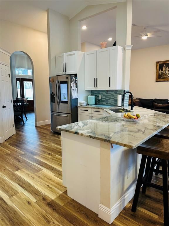 Interior, Kitchen, Recessed Lighting, Wood Texture Flooring