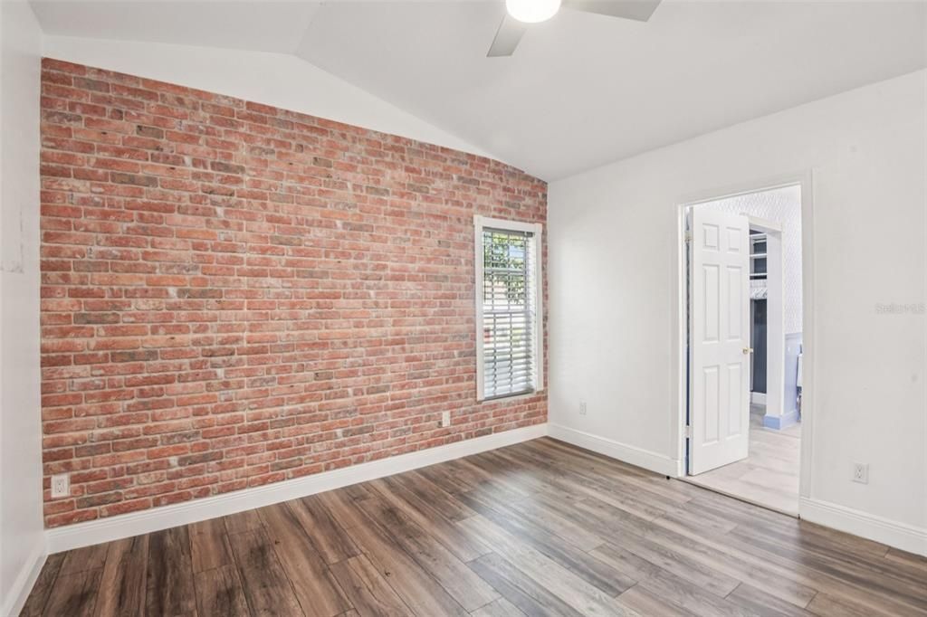 Empty room, Interior, Stone Walls, Wood Texture Flooring