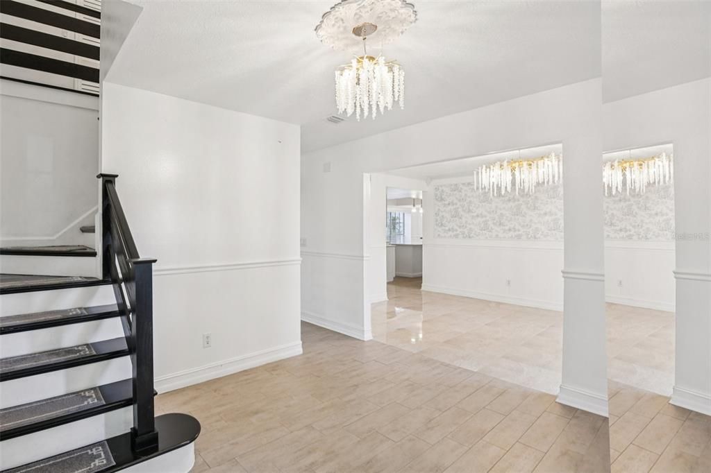 Chandelier, Empty room, Interior, Wood Texture Flooring