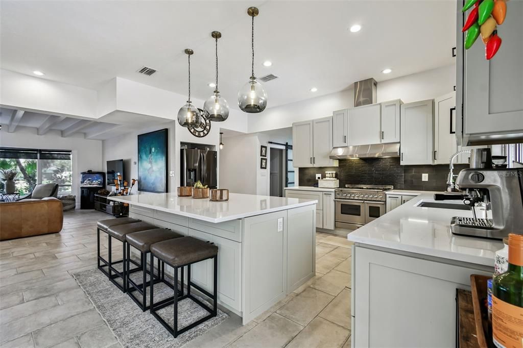 Interior, Kitchen, Pendant Lights, Recessed Lighting, Stainless Steel Appliances
